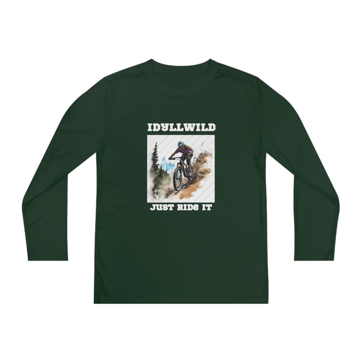 =Idyllwild Mountain Biking Square Youth Long Sleeve Competitor Tee