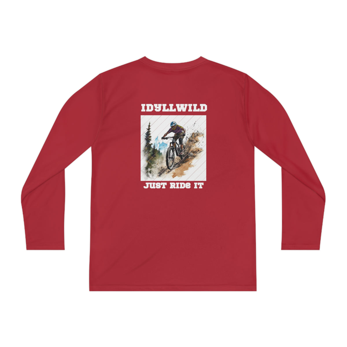 =Idyllwild Mountain Biking Square Youth Long Sleeve Competitor Tee