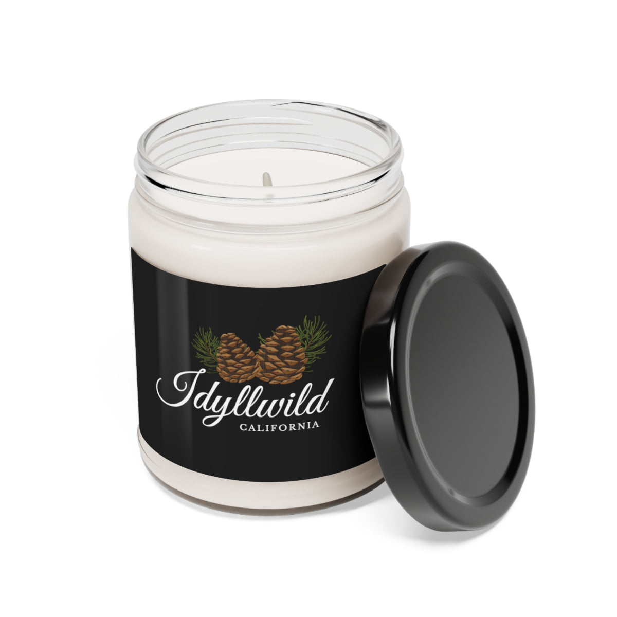 Scented Soy Candle, 9oz Idyllwild Pine Cone Couple Black Label